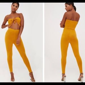 Tie front yellow jumpsuit